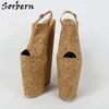 Sorbern مكروك النساء الصنادل 12 بوصة أحذية slingback أسافين منصة الصيف نمط الكعوب المفتوحة تو دروبشيبينغ صنم الأحذية