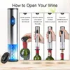 Set di apribottiglie elettrico, con tappo per sottovuoto, versatore per aeratore per vino, (batteria) cavatappi per vino automatico senza fili 201201