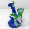 Narghilè 5 pollici Bong in silicone Mini tubi dell'acqua portatili Riciclatore rimovibile Dab Rig Silicone per fumo Stampa a colori infrangibile Narghilè Bong