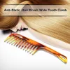Escova de cabelo de plástico largura pente de dente anti-estática grande para cuidados ondulados retos ferramenta de estilo estacas encaracoladas