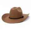 10 StylesFedora Hat Hombres Mujeres Leopard Belt Buckle Sombreros de fieltro de lana Western Cowboy Fashion Black Jazz Hat Chapeau Sombrero Mujer 220217