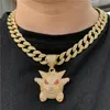 Hip Hop Iced Out Gengar Bling Ghost Ally Gold Silver Color Pendant Collier For Men Women Jewelry With Chains2527686