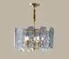 Postmodern Living Room Chandelier Copper Crystal Glass Luxury Dining Bedroom E14 Lighting Hanging Lamp Villa Lobby Round Fixture