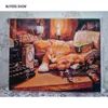 Chenistory sans cadre chat endormi peinture bricolage par numéros mur art photo décor à la maison peinture acrylique par numéros pour cadeau 40x50cm T200608