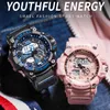 Smael Women Sport Digital Watch Electronic Quartz Dual Core Diaste LED Waterproof Watches Casual Student Wristwatch Girl Clock 20250a