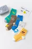 5 par / uppsättning Bomull Dinosaur Print Baby Socks Gummi Slip-resistent Golv Socks Cartoon Spring Höst Kid Socks M3136