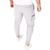 Męskie spodnie Streetwear Mężczyźni Zip Up Kieszenie Długie Casual Solid Color Spodnie Slim Fit Splupy Skinny Joggers