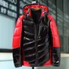 5xl 7xl 9xl Winter Men Jacka Casual Parka Bright Leather Outwear Waterproof Thicken Warm Stand Collar Outwear Coat 201127