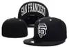 Une pièce de haute qualité Giants Classic Team Couleur noire sur le terrain Baseball Ajusté Chapeaux Mode Hip Hop Sport SF Conception entièrement fermée C8089733