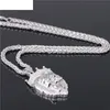 Colliers pendants Otoky Mens Full Iced Out Rhinestone Lion Tag Cubain Chaîne Hip Hop Collier Jan24223