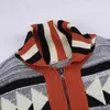 Laamei Men Autumn Sweater Jacket Fashion Geometries Knitted Outwear Coat Sweater Men Hooded Cardigan Vintage Sweater Jumper 201126