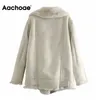 아카 워터 겨울 가로복 모피 가짜 가죽 자켓 여성 패션 두꺼운 따뜻한 코트 여성 지퍼 새시 자켓 코트 201109