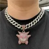 Hip Hop Iced Out Gengar Bling Ghost Alloy Gold Silver Color Pendant & Necklace For Men Women Jewelry With Chains260c