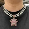 Hip Hop glacé Gengar Bling fantôme alliage or argent couleur pendentif collier pour hommes femmes bijoux avec chaînes 328p