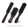 Professional Solid Wood 100% Boar Shaving Brush Beard Massage Black Boar Bristle Hair Brush Curved Wooden Men Beard Mustache Brushes