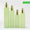 Frosted Green Cosmetic Glass Lotion Bottle Packaging with Plastic Cap Empty Spray Bottles 20ml 30ml 40ml 60ml 80ml 100ml 120ml