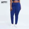 JRYYT L-4XL Push Up Sport Allenamento Leggings Donna Senza cuciture Plus Size Fitness Yoga Collant Tasche femminili Palestra Pantaloni da jogging Donna H1221