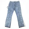 Blue Multicolor Paint Salpatter Jeans Men Men Tackwork Troushers Styling268D