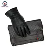 Guantes de cuero de piel de ciervo para hombre de invierno cálidos para hombre diseño de costura negro suave mitones para hombre imitan pelo de conejo 70% forro de lana-07 Y200110