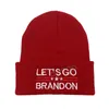 Vamos ir, Brandon Knit Cap 2024 Biden malha de lã outono inverno tampa quente tampas unissex pardo bordando chapéu presidente eleição bh5735 tyj