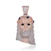 Hiphop Jesus Head Pendant Halsband Herr Guldpläterade Hip Hop Smycken Iced Out Bling Pave Micro Cubic Zirconia Punk Halsband Smycken