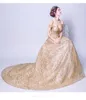 Modern Aftonklänningar med Off-Shoulder Sleeve-mindre Custom Made Tulle Formell Prom Party Gowns Ruched Robe de Mariée
