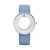 SHENGKE Kwarcowy Zegarek Dla Panie Różowy Niebieski Watchband Różowy Niebieski Watchband Wysokiej Jakości Skórzany Pasek Różowy Blue Watchband