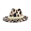 New Fashion Cow Pattern Fedora Wool Hat Women Wide Brim Jazz Hat Autunno Inverno Panama Unisex Retro Cowboy Hat