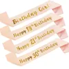 Maska imprezowa Dekoracja przyjęcia 18 21 30 40 50 Rose Gold Satin Sash Crystal Crown Tiara Happy Anniversary Supplies