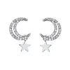 clip su orecchini di perle Orecchini corti di luna Orecchini cuore ragazza trafitto Orecchini di cristallo in argento sterling S925 Gioielli da sposa