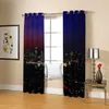 Beautiful Po Fashion Customized 3D Curtains blue night building curtains Blackout curtain191P