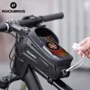 Rockbros 새로운 디자인 사이클링 가방 프레임 전면 8.0 전화 케이스 방수 터치 스크린 자전거 가방 자전거 액세서리