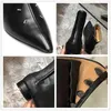 Boot Women Ankel Boots Pekade Toe Chunky Tjocka Klackar Läder Chelsea Krok och Loop Closure Lady Round Heel Shoes 220310