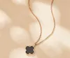 Clover Necklace Women's 925 Silver Rose Gold Black Agate Pendant Net Red Temperament Accessories Clavicle Chain Korea