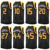 Basketball imprimé Joe Ingles Jersey 2 Derrick Favors 15 Elijah Hughes 33 Royce O'Neale 23 Udoka Azubuike 17 Numéro de nom personnalisé Vert Jaune Orange Blanc Bleu marine