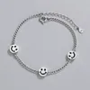 cUC83 Japanischer und koreanischer Stil ins Nischejewelry S925 Sterling Armband Armband Silber Fußkettchen Damen personalisiert All-Match lächelndes Gesicht a