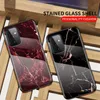 Harde koffers voor Samsung Galaxy A82 A72 A52 5G Marmeren Print Gehard Glass Cover met Soft TPU Randen Anti Kras