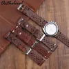 Eache Racing Leather Retro Watch Band For Man Genuine Calfskin Leather Watchband Straps Black Brown Light Brown 18mm 20mm 22mm Y195498657