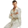 Herrens sömnkläder Mens Silk Satin Pyjamas Set Pyjamas PJS Loungewear S 4XL Striped 221007