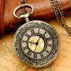 Pocket Watches Retro Bronze Hollow Flip Quartz Watch Roman Numerals Gold Dial Fashionable And Durable Chain Pendant Necklace Gifts246n