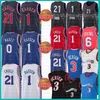 Herr Ungdom Barn Allen Iverson Joel Embiid Baskettröja 1 3 21 James Harden Tyrese Maxey Julius Erving Vintage 0 6 Skjortor Georgetown Mesh Retro Svarta tröjor