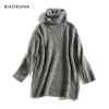 Biaoruina 15 kleur vrouwen mode solide casual gebreide trui vrouwelijke turtleneck oversized pullover dames elegante losse trui LJ200815