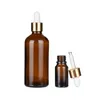 5-100ml Amber Glas Lege Dropperfles Essentiële Olie Parfum Fles Vloeibare Druppelfles met Rose Gold Cap Oog Druppelaar