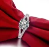 Pierścionki klastra 2ct Superb Quality Pierścionek zaręczynowy Solid 925 Sterling Silver Wedding Elegancka Biżuteria