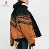 Kobiety vintage bawełniane kurtki płaszcze jesień ubrania modowe wydrukuj luźne top bohemian długie rękaw elegancka elegancka streetwear 220118