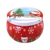Boże Narodzenie Tinplate Box Santa Snowman Elk Drukuj Cukierki Herbaty Candle Boxes Aromatherapy świeca Jar Kolorowe Xmas Prezent Storage Box W-00440