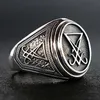 Retro Gothic Lucifer Satan Signet Ring Stainless Steel Rock Punk Seal Rings Men and Women Pagan Jewelry Gift247c