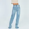 Straight Jeans for Women High Waist Classic Retro Sexy Boyfriend Pants Blue Loose Splits at Ankles Mom Denim Long Pante 201105