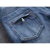 Azul azul/preto destruído mass slim jeans reto de jeans skinny casual homens longos rasgados jeansnz01