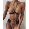 Sexy Bikini Push Up Bandeau Swimwear 2020 Femme Leopard Print Swimsuit Femmes Fous de bain Tassel Bathyers BodySuit Buquini Mujer LJ200814